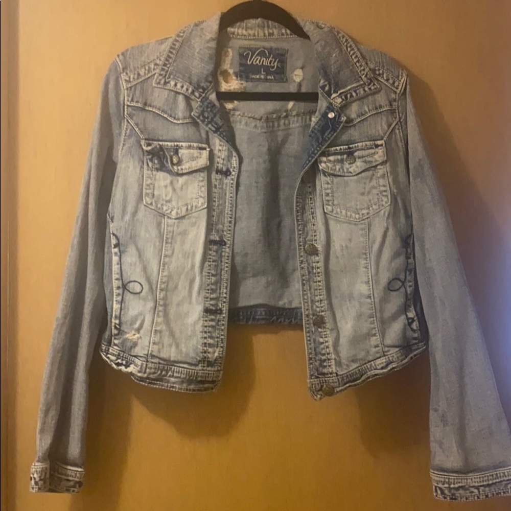 Crop Denim Distressed Jacket